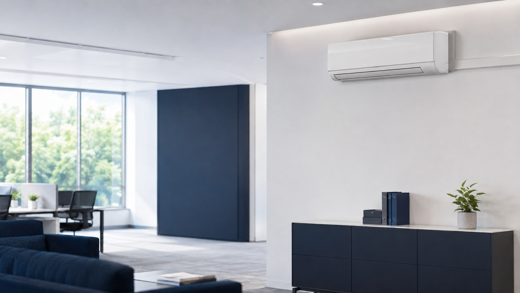 Professionally installed air conditioning in a modern office